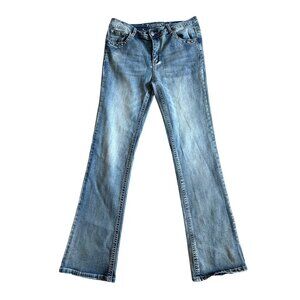 Platinum Plush Womens Sz 28 Embellished Denim Jeans Winged Studded Pocket Design